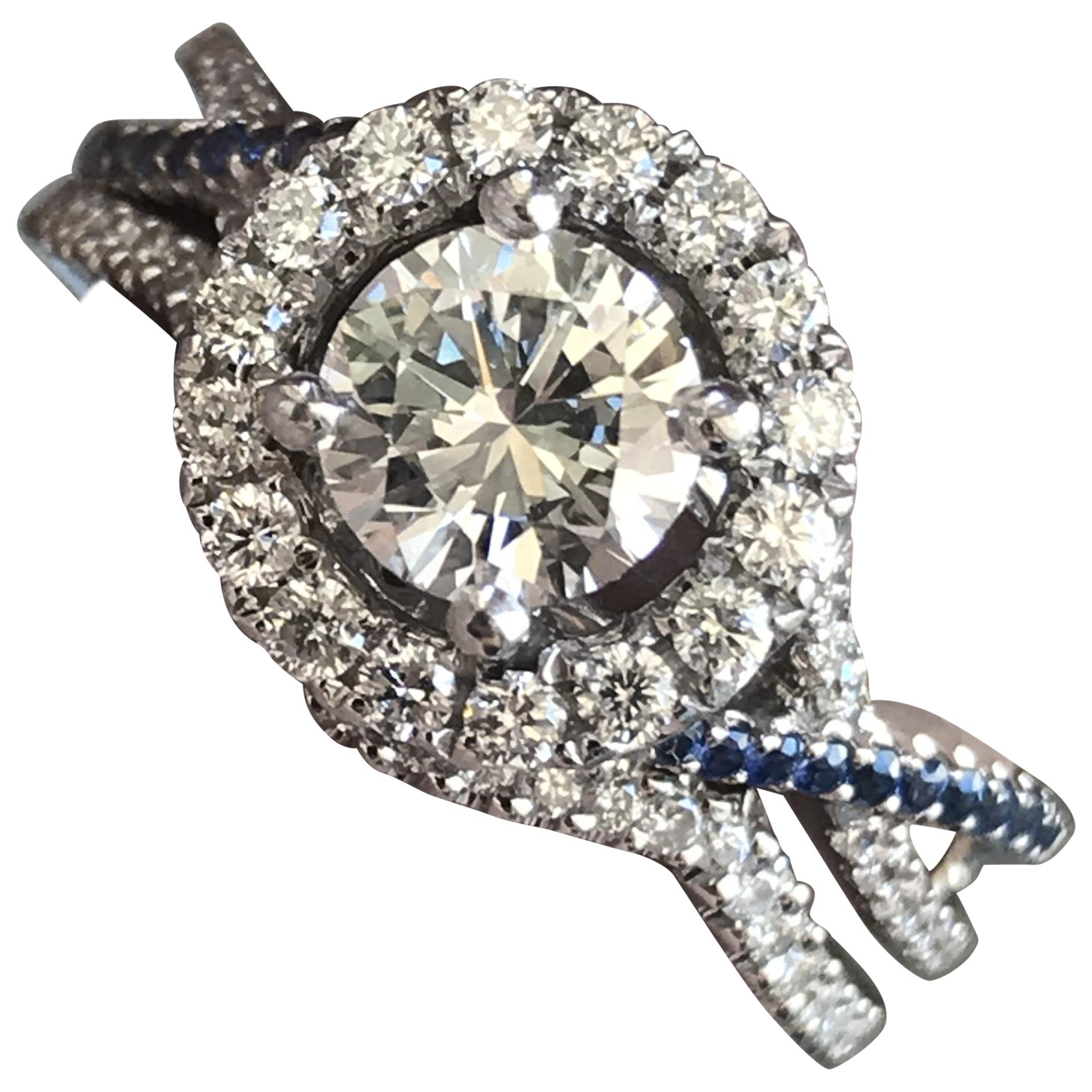 Verlobungsring mit Diamant und blauem Saphir, Ben Dannie