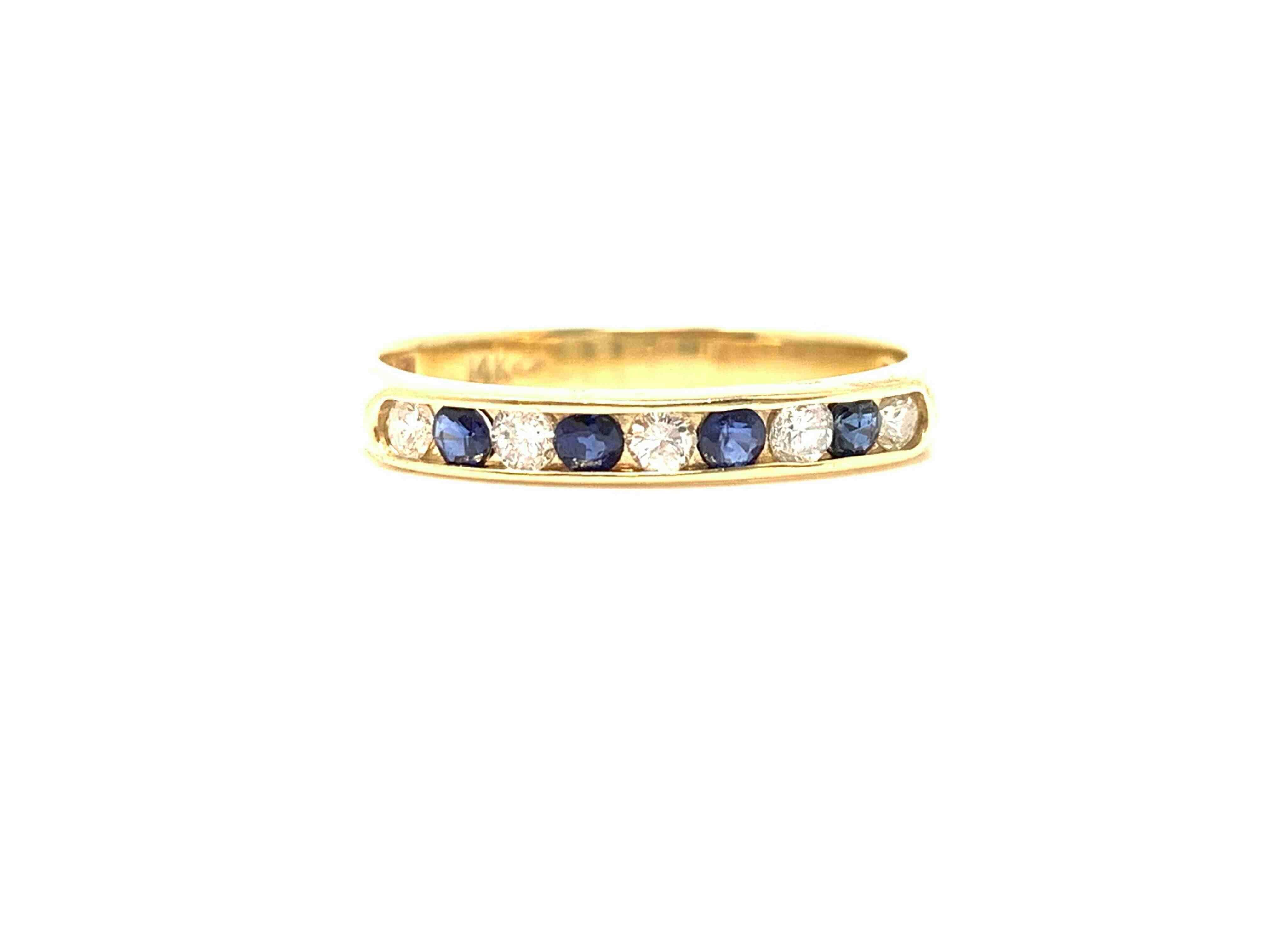 sapphire and diamond band yellow gold