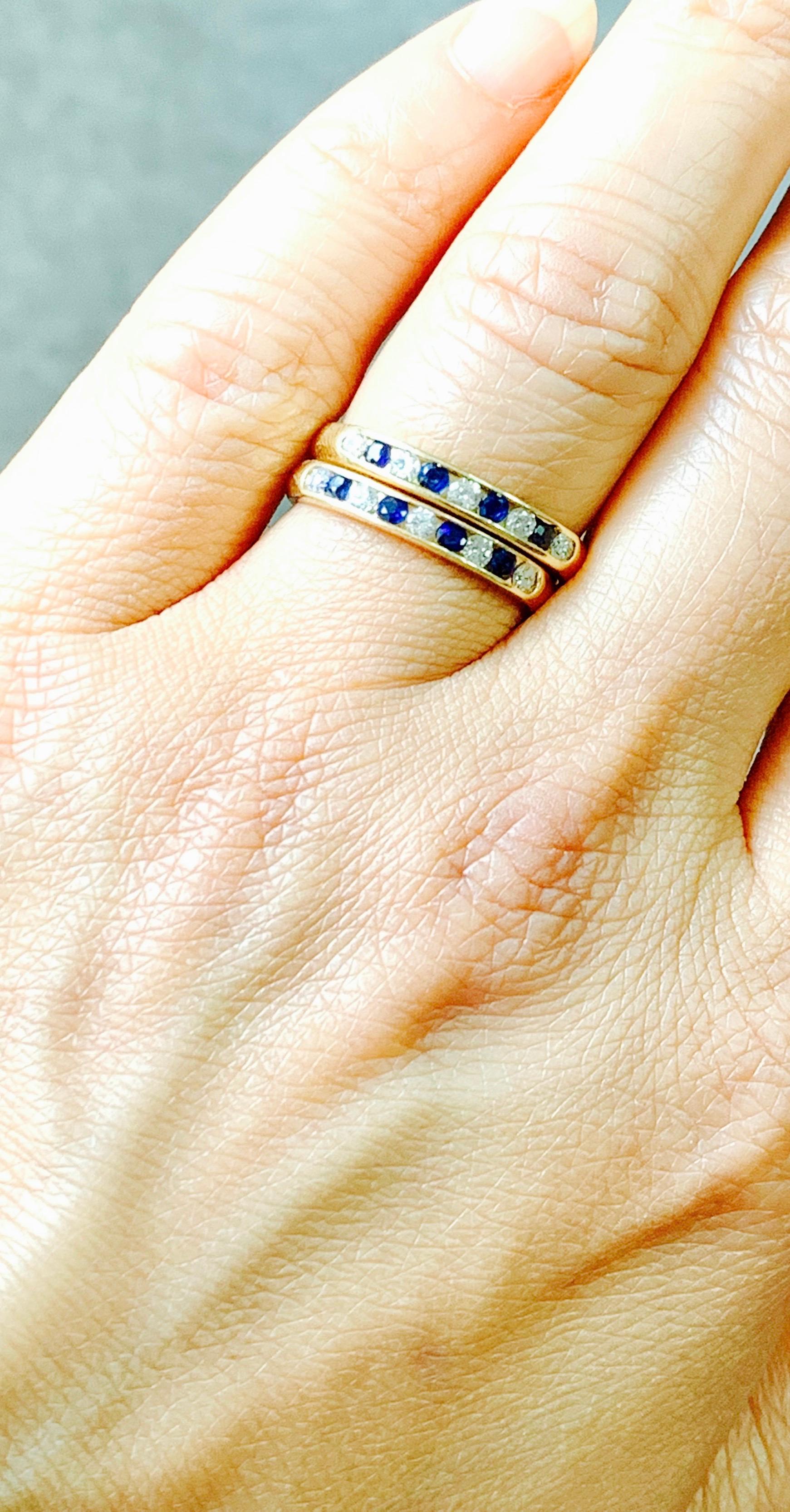 diamond and sapphire band yellow gold