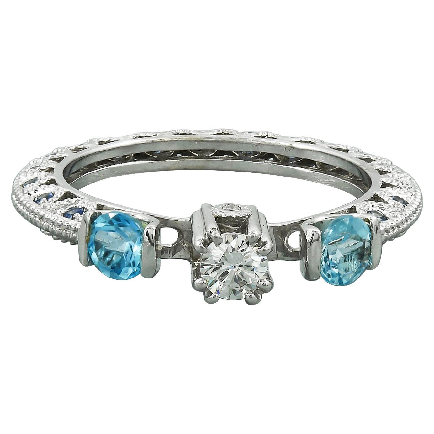Adamas Diamond Blue Topaz Cocktail Ring For Sale
