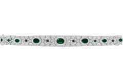 Diamond and Cabochon Emerald Bracelet