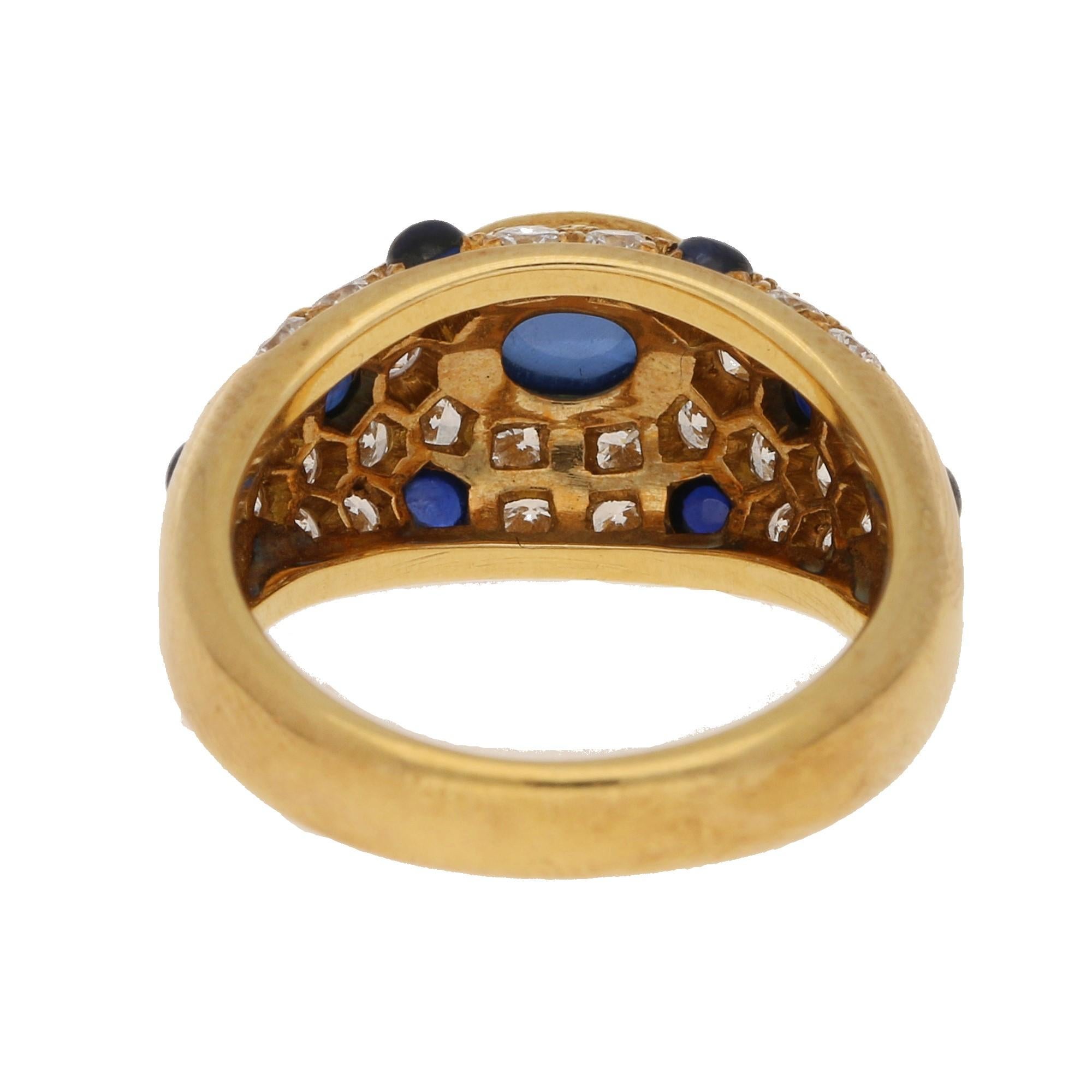 cartier oval cabochon sapphire diamond vintage ring