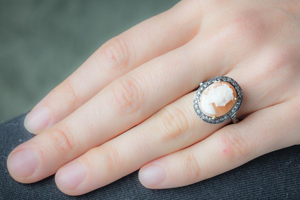 cameo ring with diamond