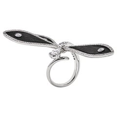 Diamond and Carbon Dragonfly Ring
