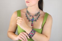 Diamond and Carved Natural Fine Gemstone Necklace