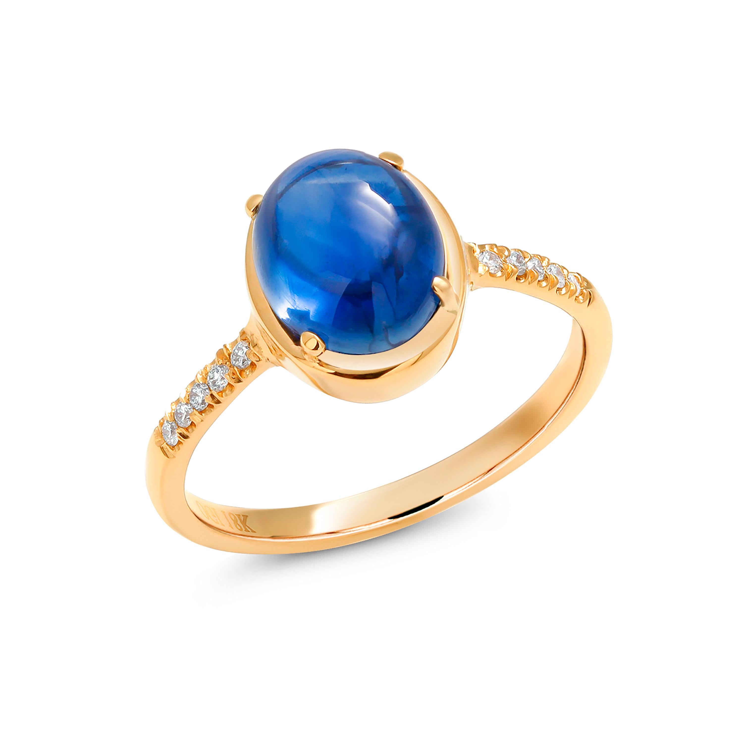 Diamond and Ceylon Cabochon Sapphire Eighteen Karat Yellow Gold Cocktail Ring 1