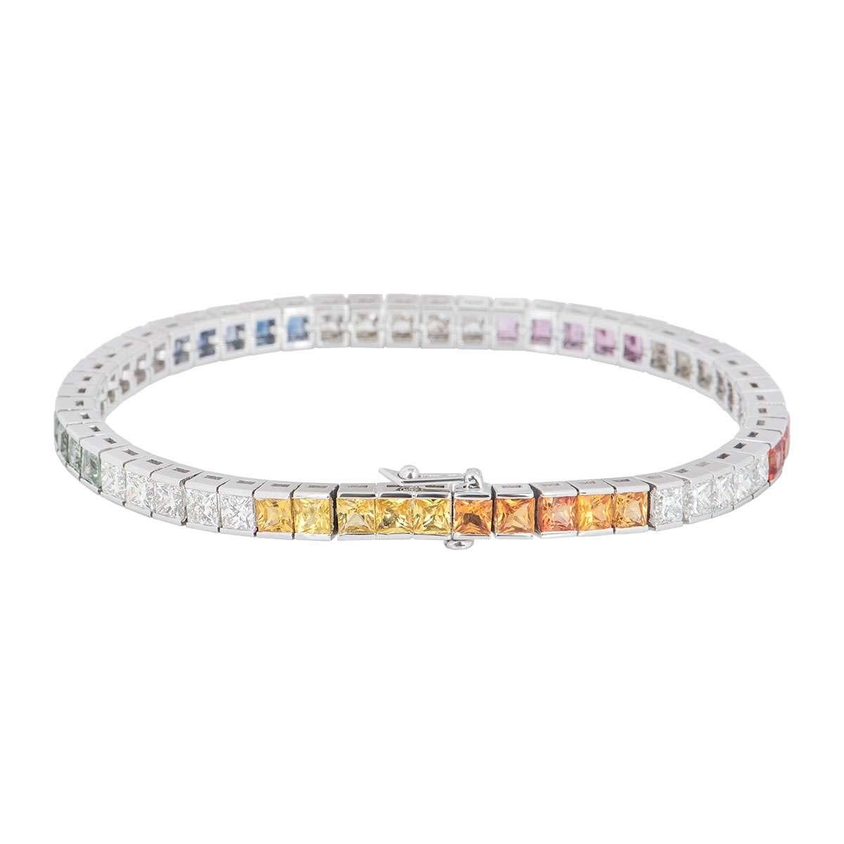 Women's Diamond and Multi-Colour Sapphire Bracelet 6.37 ct diamonds 7.67 ct sapphires