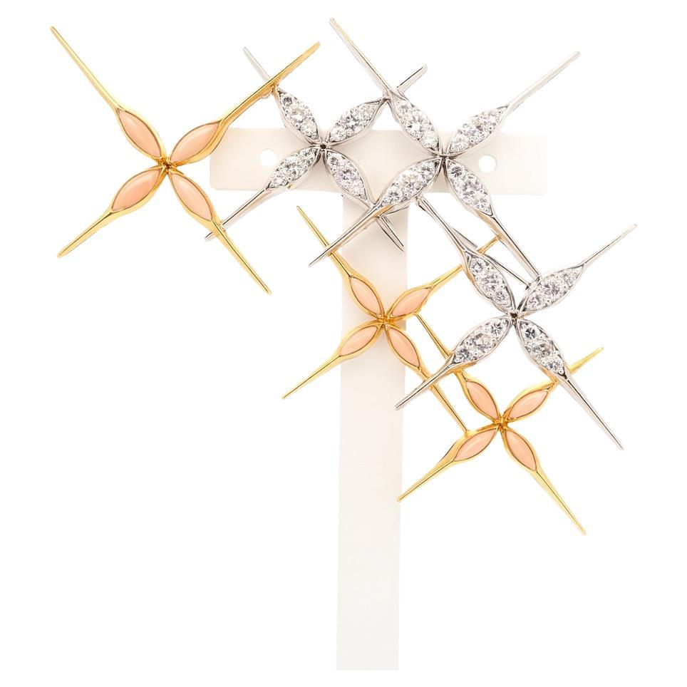 Broche en diamant et corail de R. Grassi Milano. en vente