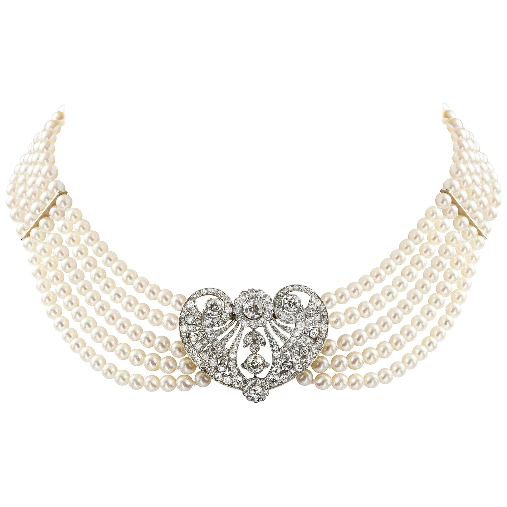 Diamond and Cultured Pearl Necklace
