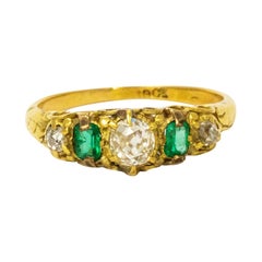Diamond and Emerald 18 Carat Gold Ring