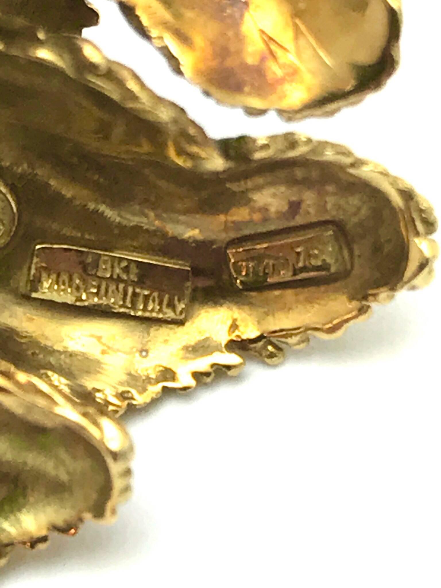 Diamond and Emerald 1960s Frascarolo Happy Dog Diamond Gold Enamel Brooch Pin 2