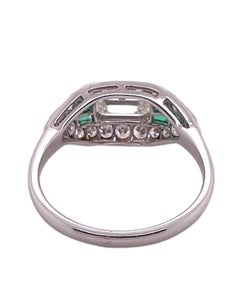 Sophia D. Diamond and Emerald Art Deco Platinum Ring