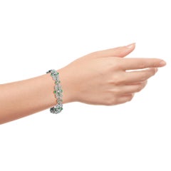 Diamant- und Smaragdarmband im Art-Deco-Stil aus 18 Karat Weißgold