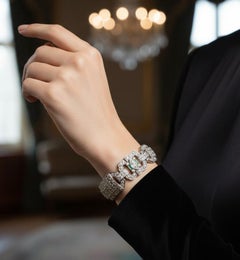Diamond and Emerald Art Deco Wide Bracelet