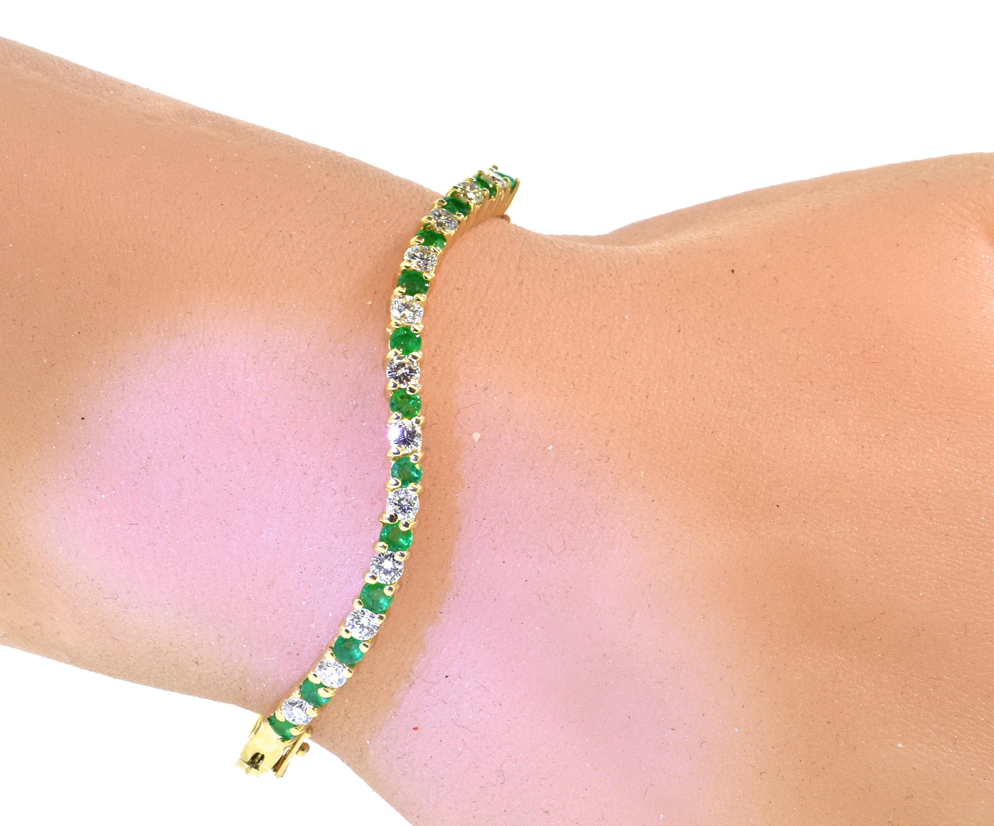 Women's or Men's Diamond and Emerald Bangle Bracelet