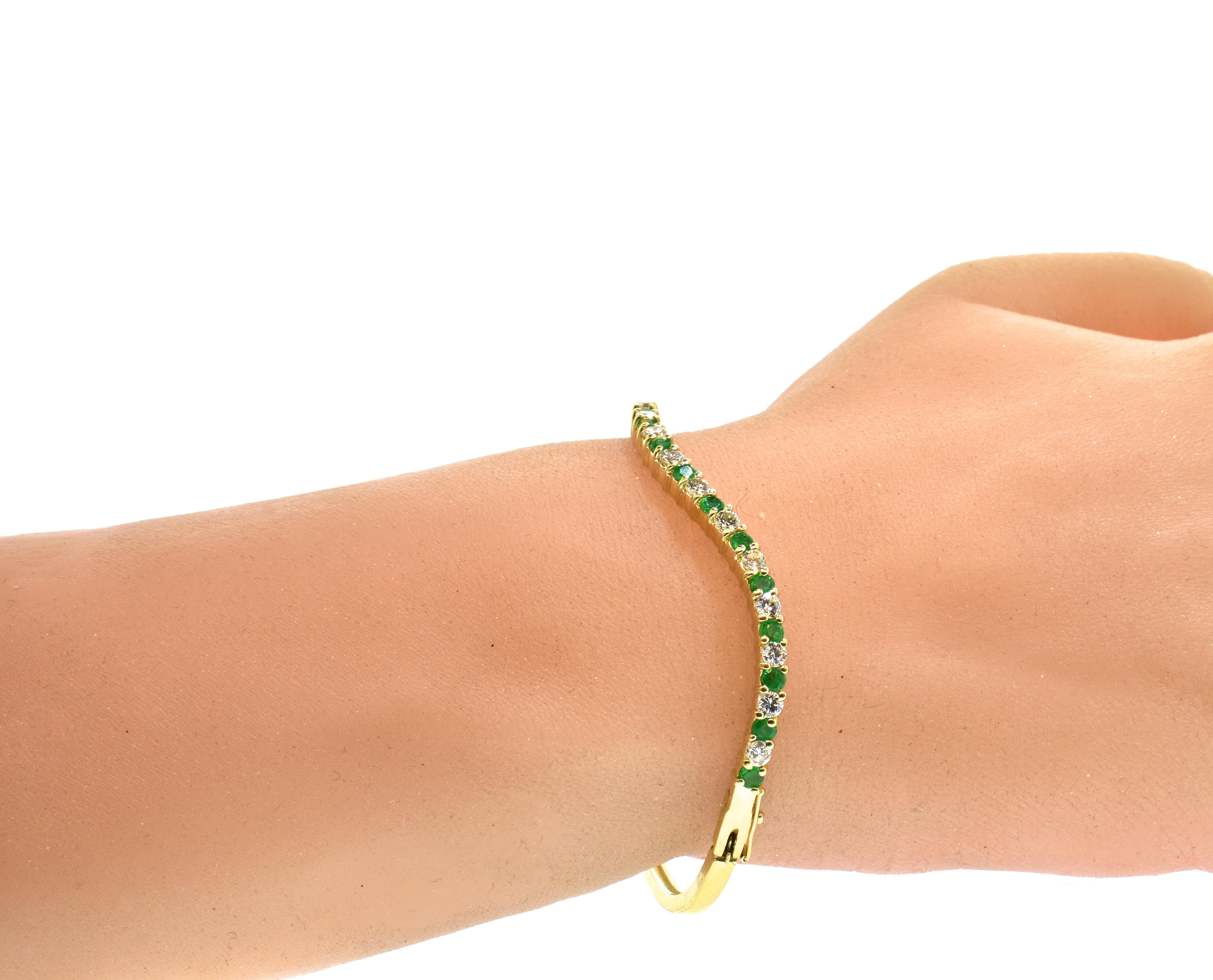 Diamond and Emerald Bangle Bracelet 1