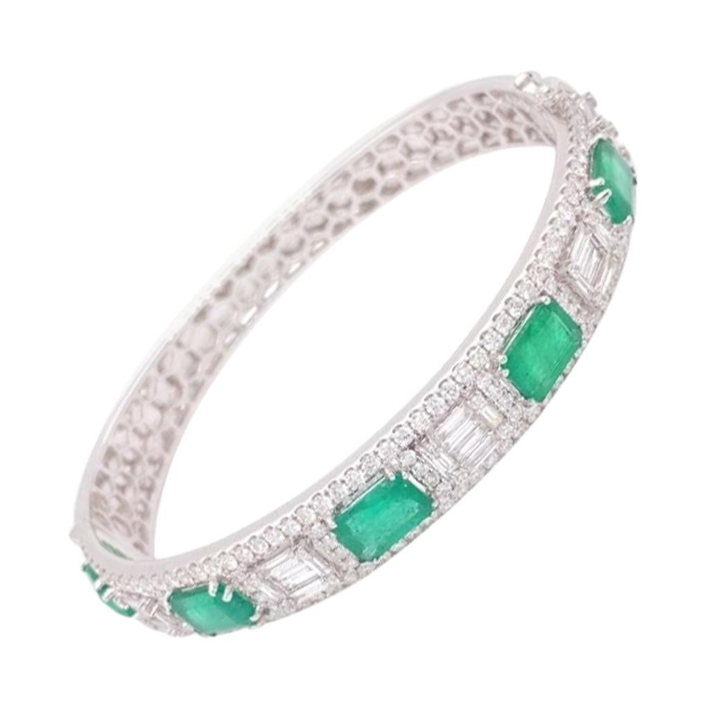 Diamond and Emerald Bangle Bracelet
