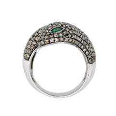 Diamond and Emerald Black Rhodium Snake Ring