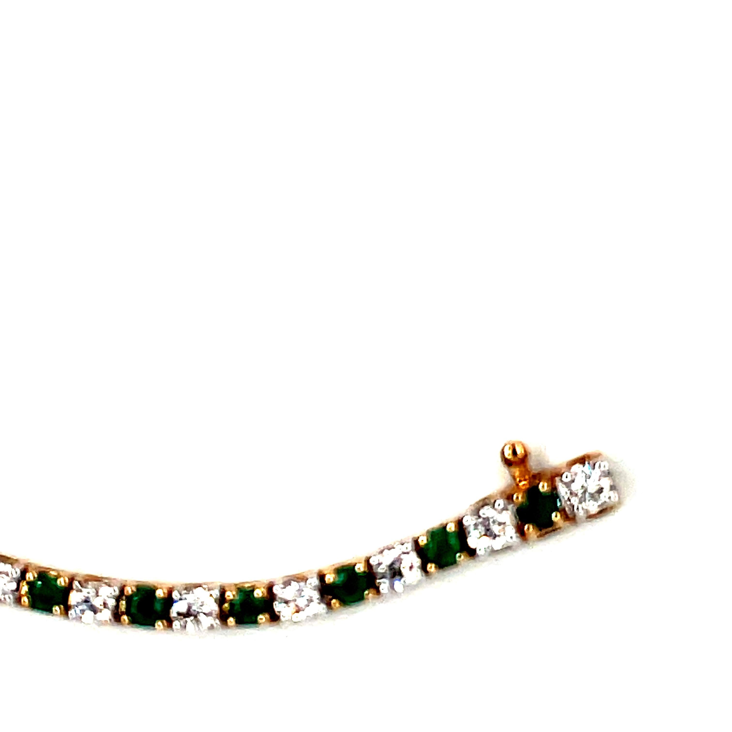 Diamond and Emerald Bracelet 9k Yellow Gold For Sale 6