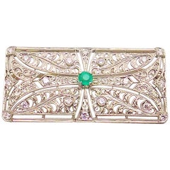 Diamond and Emerald Brooch