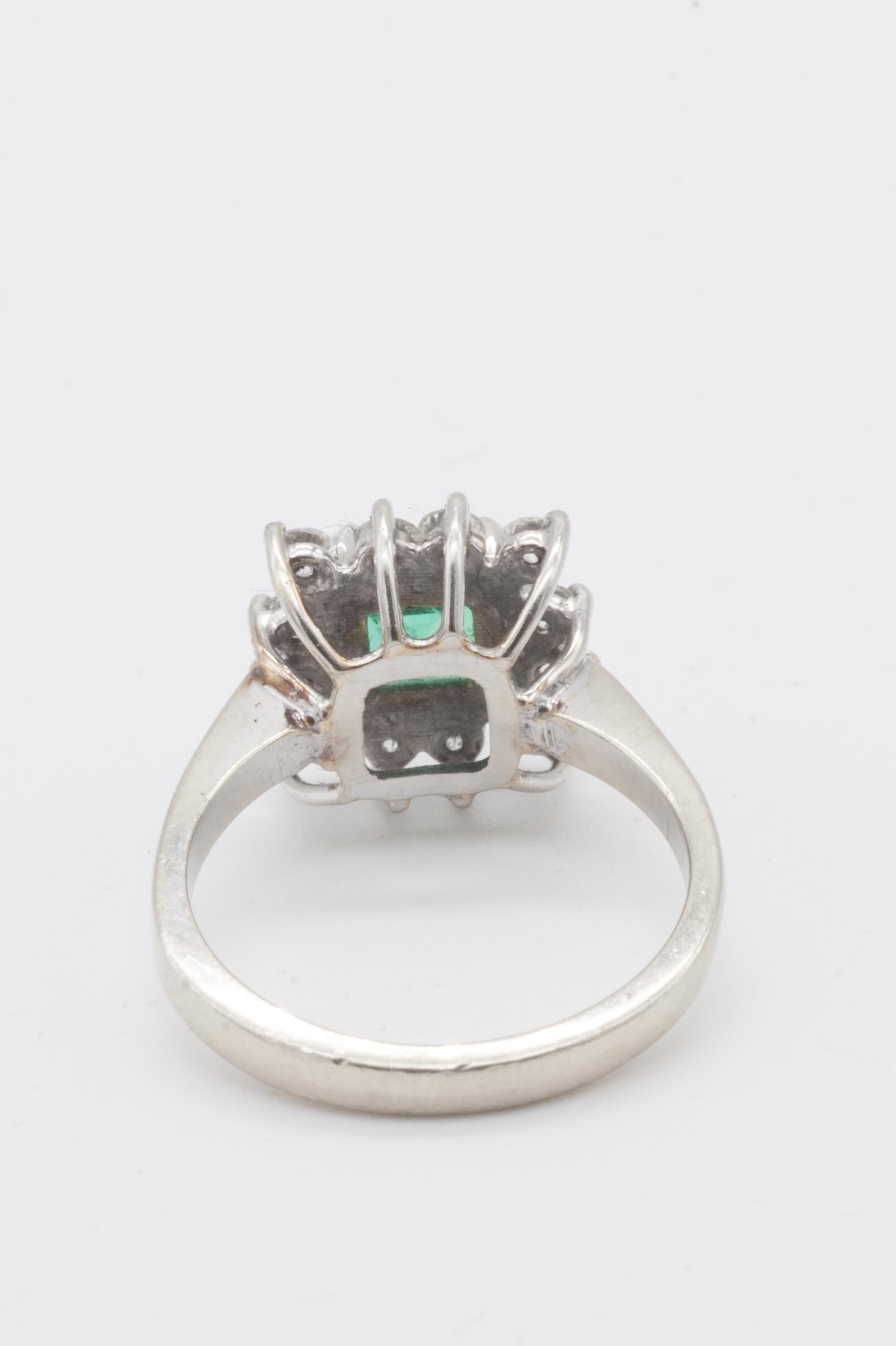 Art Nouveau Diamond and Emerald Cocktail Ring For Sale