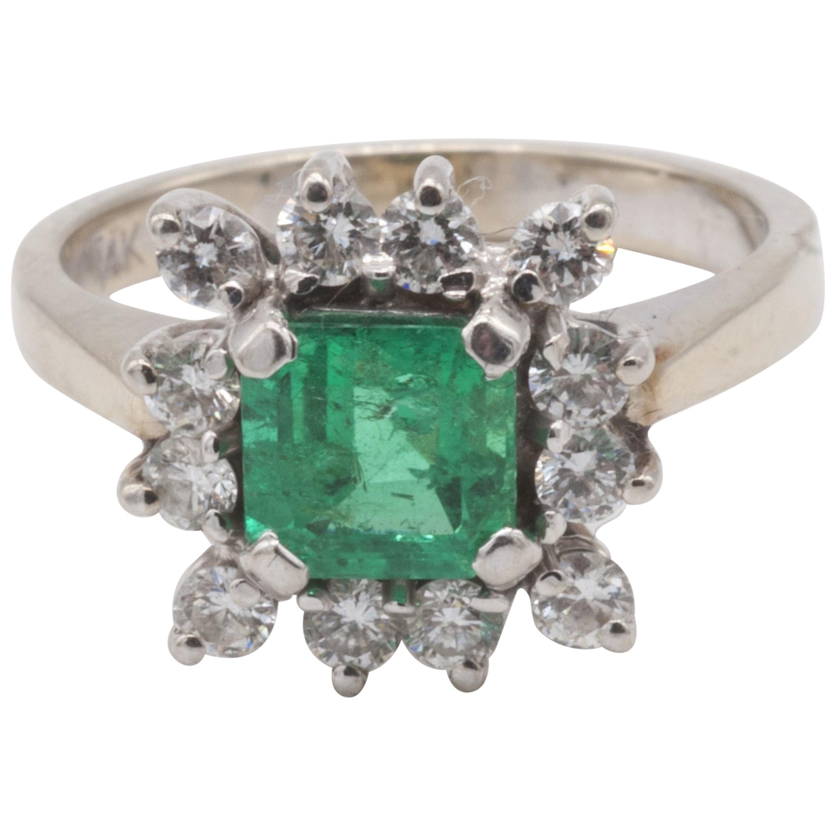 Diamond and Emerald Cocktail Ring For Sale