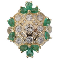 Diamant- und Smaragd-Cocktailring, Vintage-Look