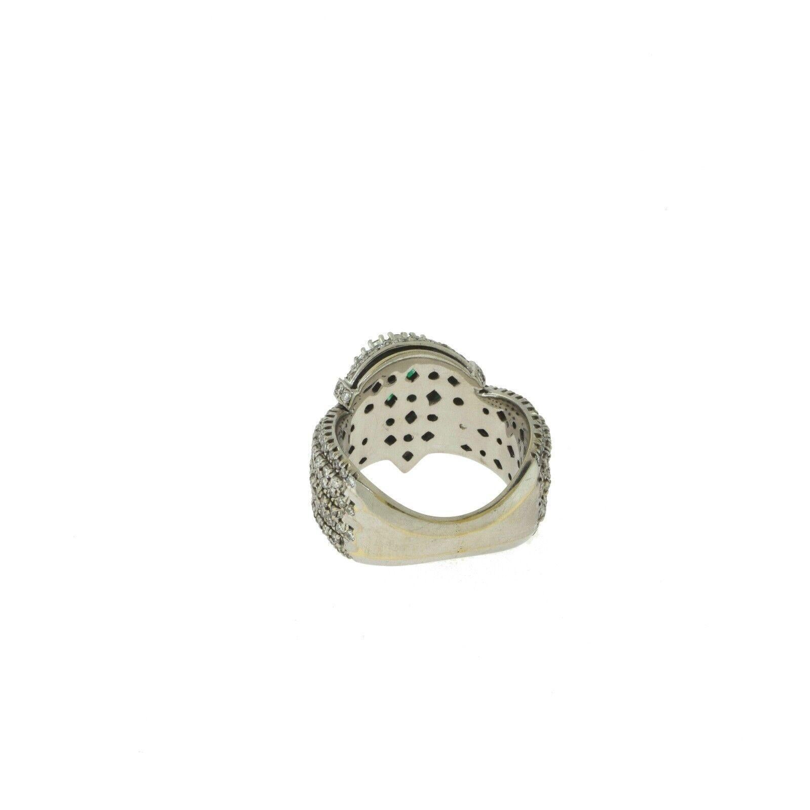 Diamond and Emerald Cocktail Wide Band White Gold Ring, 9.0 TCW In Good Condition For Sale In Miami, FL