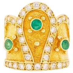 Bague couronne d'émeraude avec diamants 18 carats Bague couronne royale personnalisée faite pour une princesse