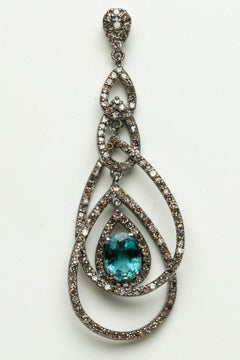 Diamond and Emerald Dangle Drop Earrings