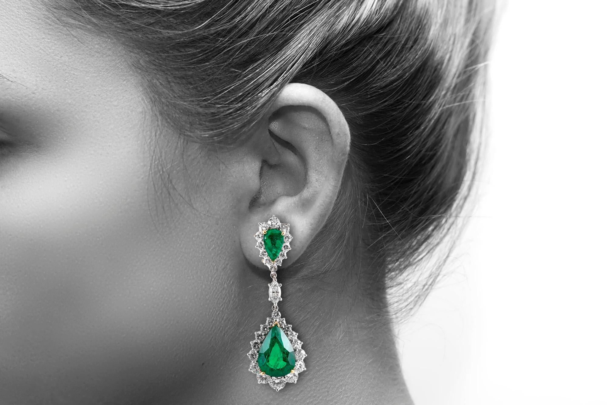 emerald dangling earrings