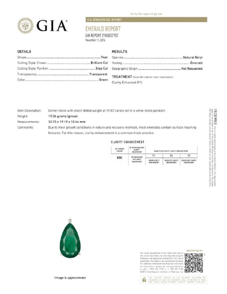 Diamant- und Smaragd-Tropfen-Halskette im Zustand „Hervorragend“ im Angebot in Dania Beach, FL