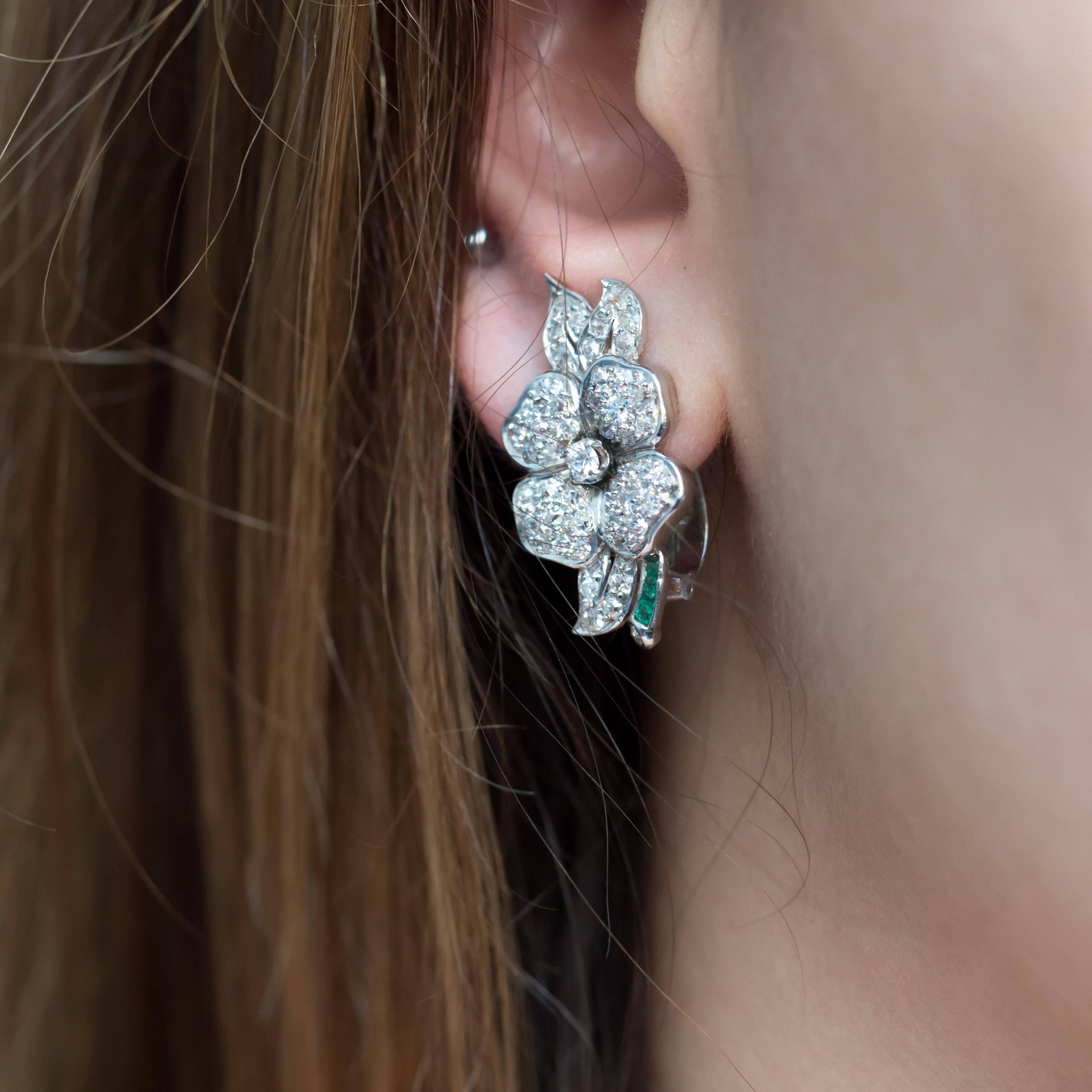 Women's Diamond and Emerald Earrings