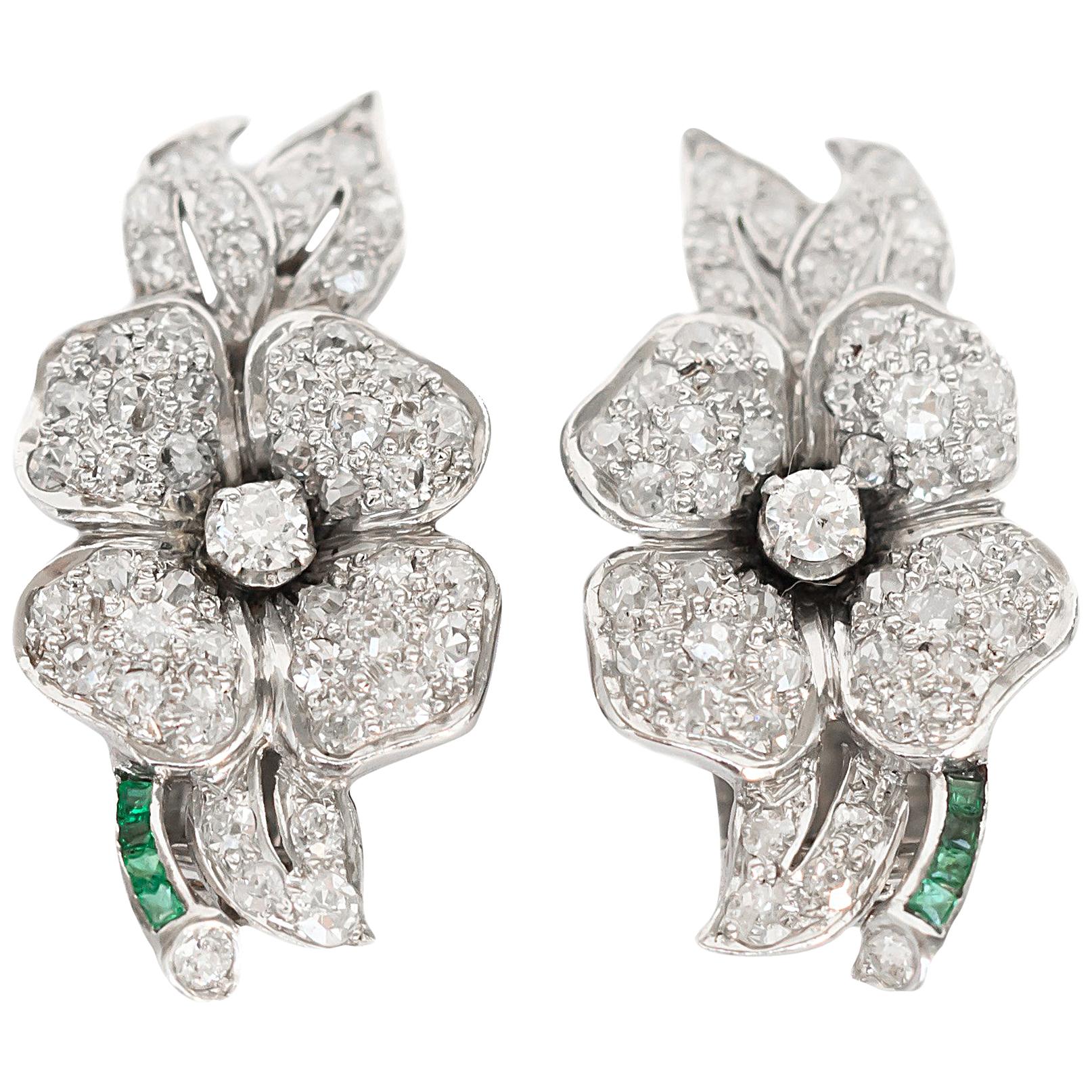 Diamond and Emerald Earrings