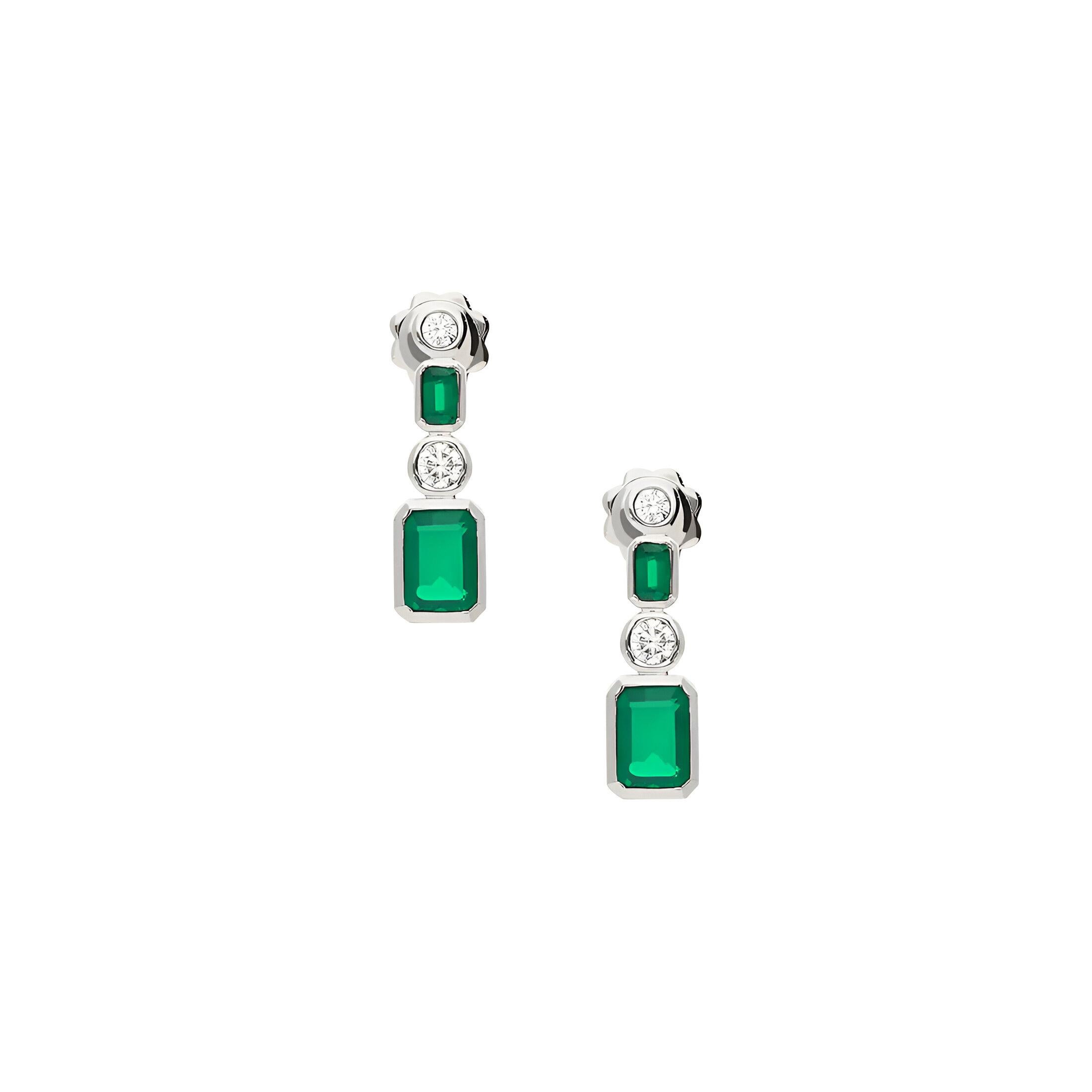 Moderne Boucles d'oreilles en or blanc 18 carats, diamant et émeraude, 2.66 carats en vente