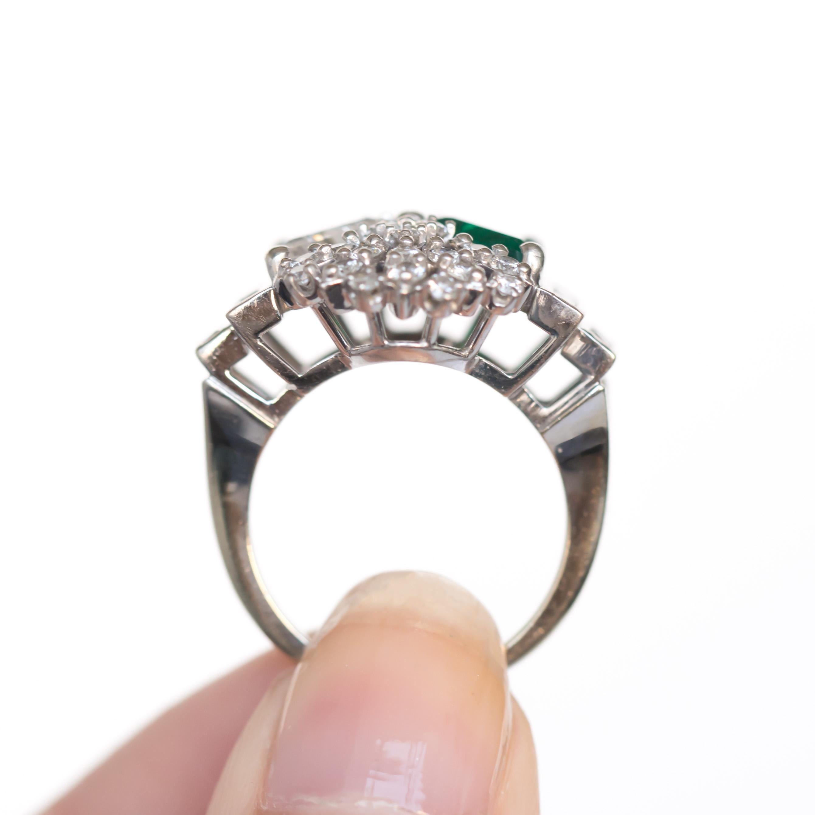 Women's Diamond and Emerald Engagement Ring