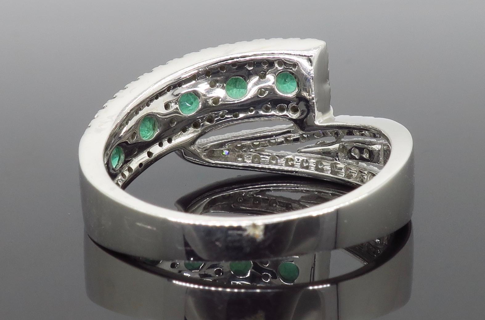 Diamond and Emerald Five-Stone Bypass Ring 1