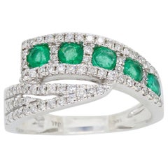 Diamond and Emerald Five-Stone Bypass Ring