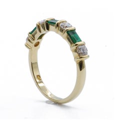 Diamond and Emerald Gold Band Ring