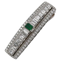 Antique Diamond and Emerald Hair Pin