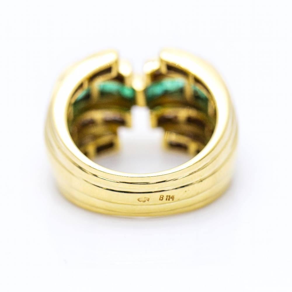 Women's Diamond and Emerald LAZZO Ring For Sale