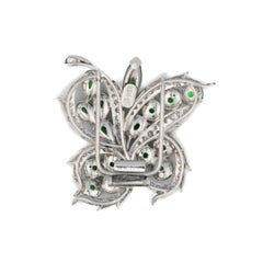 Diamond and Emerald Leaf Brooch