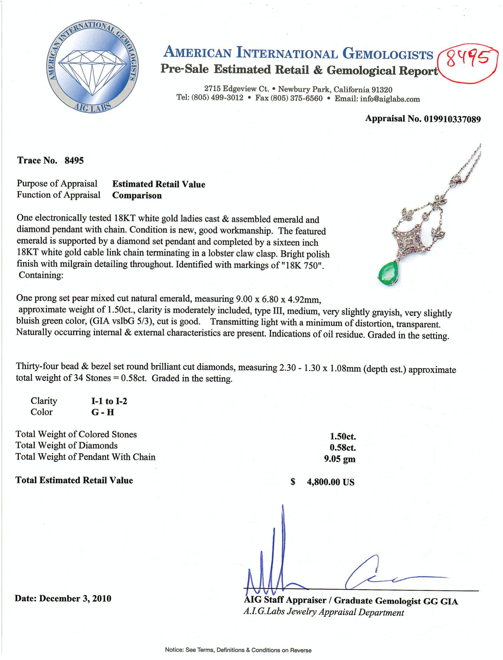Collana con diamanti e smeraldi in oro bianco 14K In condizioni Nuovo in vendita a LA, CA