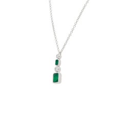 Collana di diamanti e smeraldi in oro bianco, 1,18 carati
