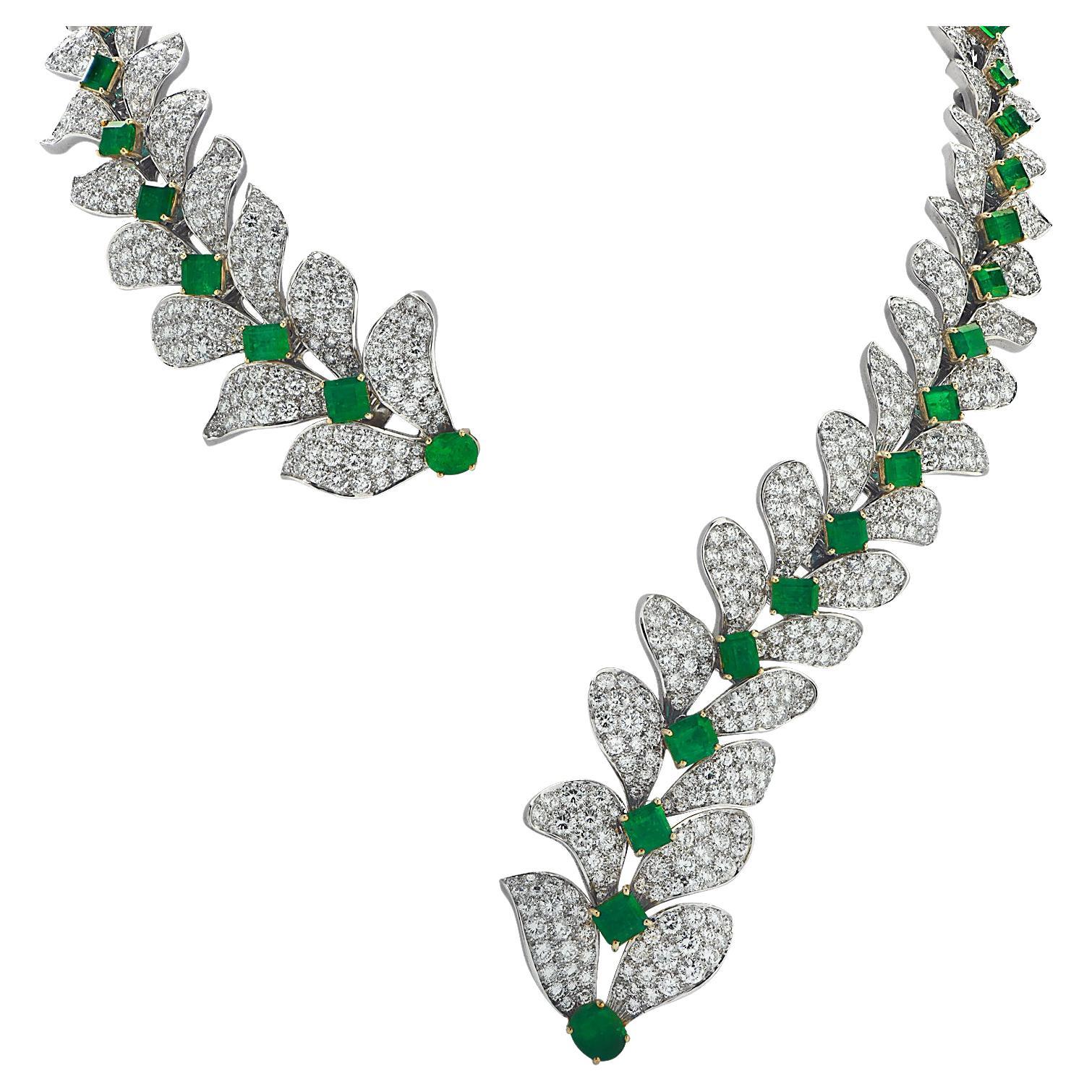 Custom Lucite Diamond Emerald Ruby Collar Necklace For Sale at 1stDibs