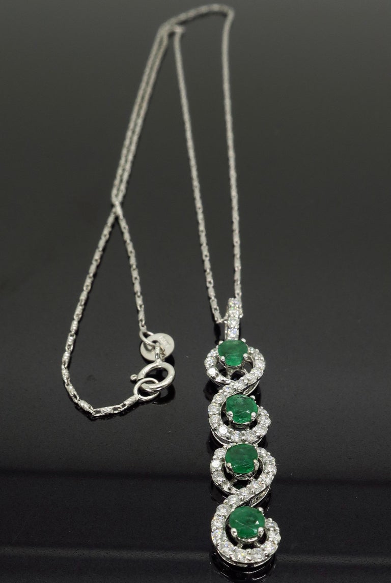 Diamond and Emerald Pendant Necklace at 1stDibs | diamond and emerald