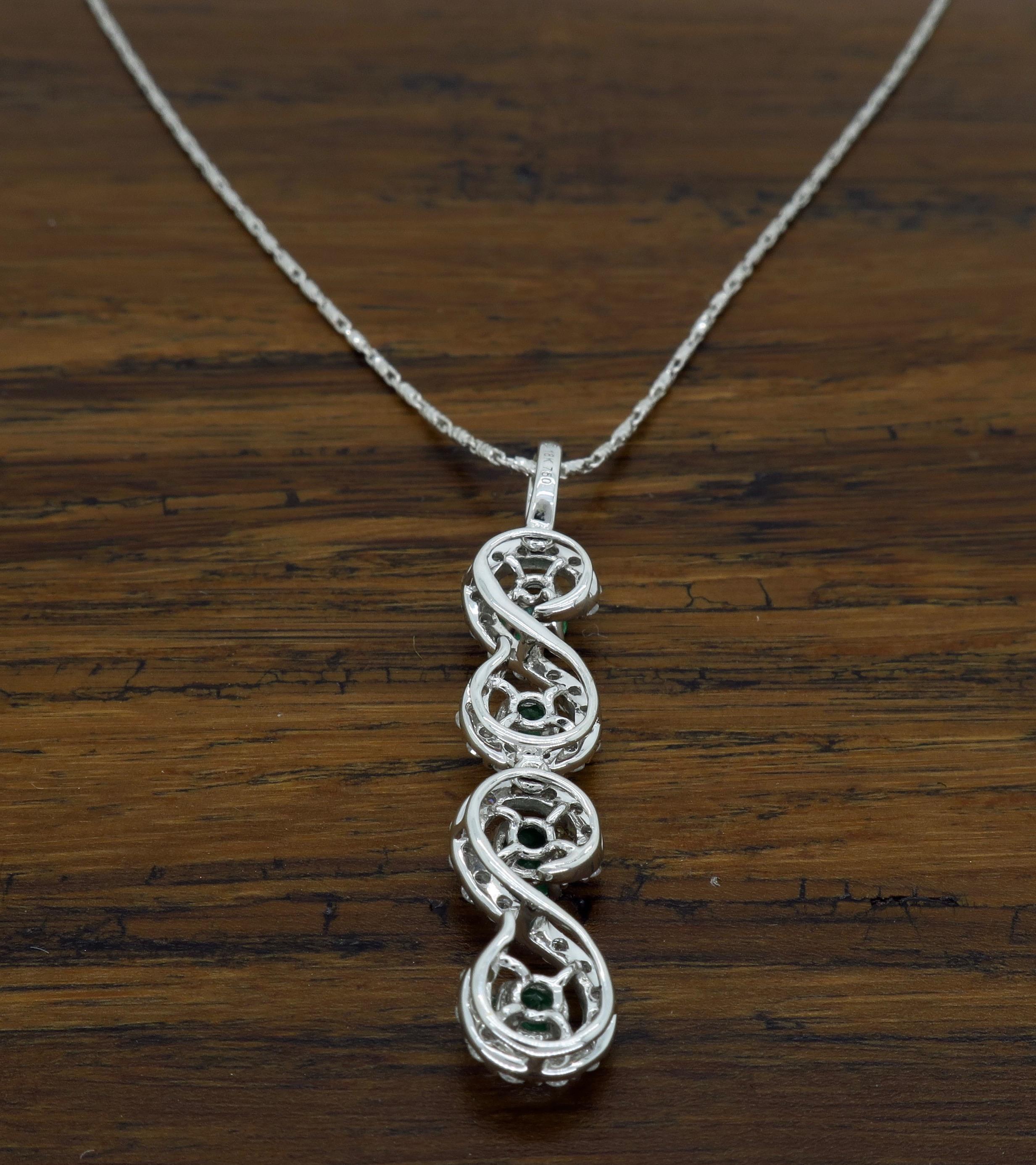 Diamond and Emerald Pendant Necklace 1