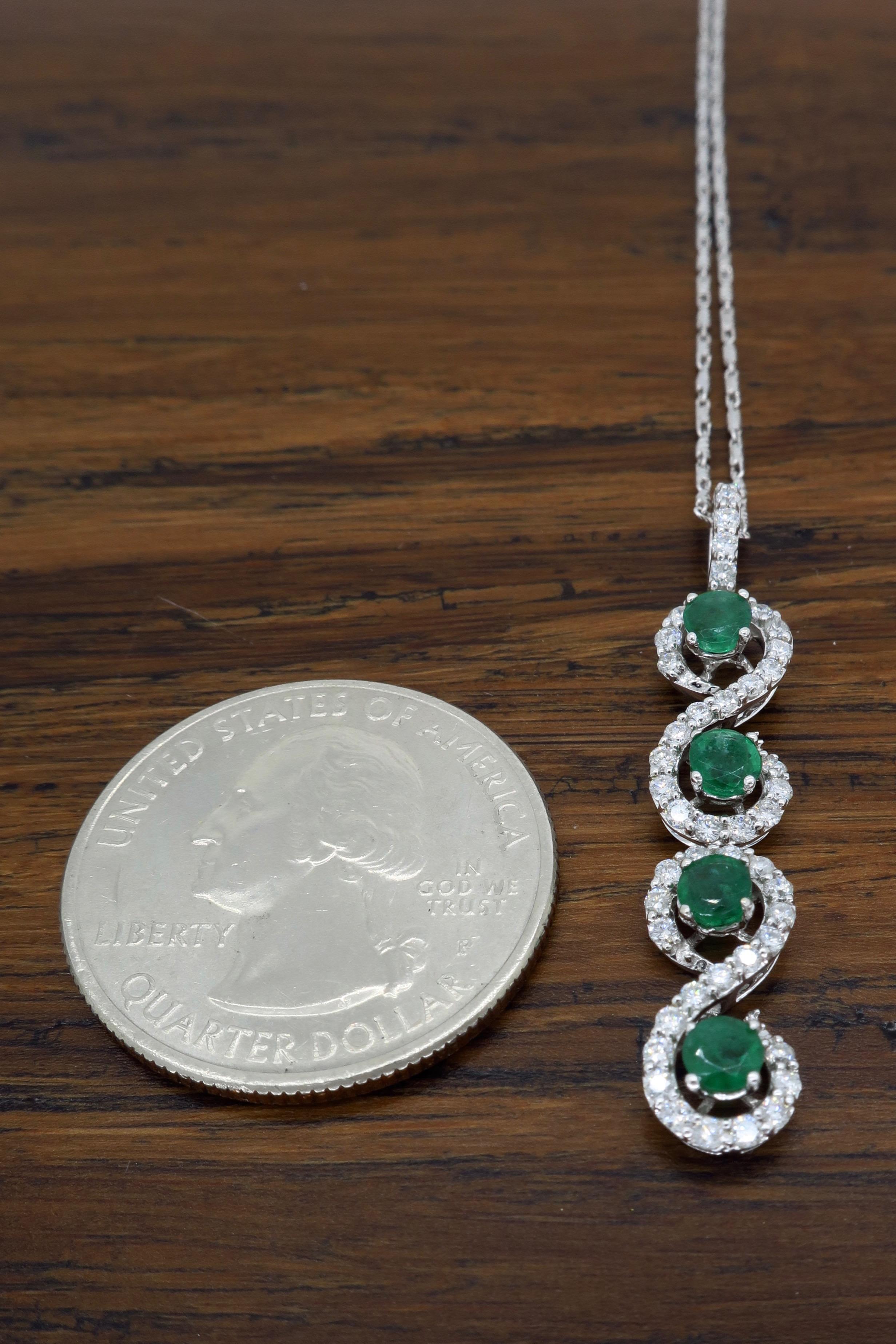 Diamond and Emerald Pendant Necklace 2
