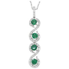 Diamond and Emerald Pendant Necklace