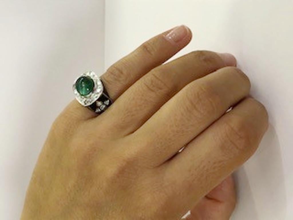Diamond and Emerald Platinum Ring 3